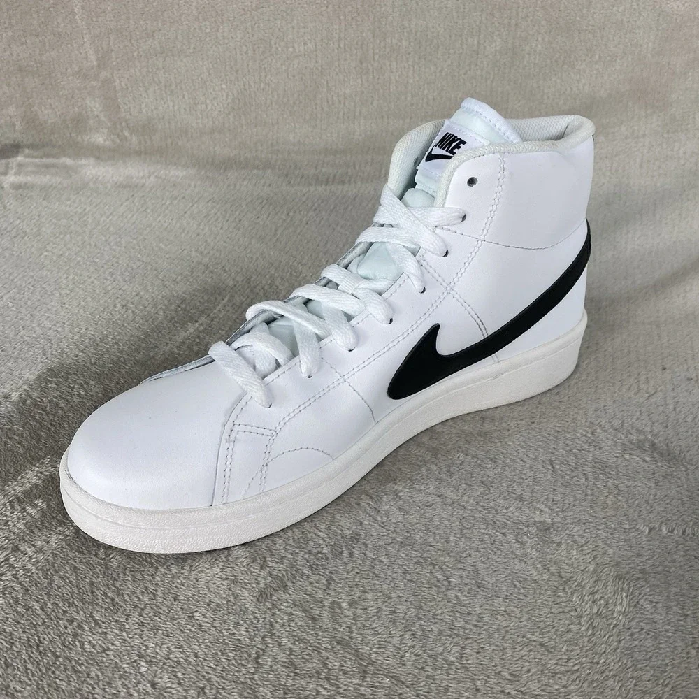 Nike Court Royale 2 Mid Leather Mens Size 10 Onyx White Black CQ9179-100 NEW